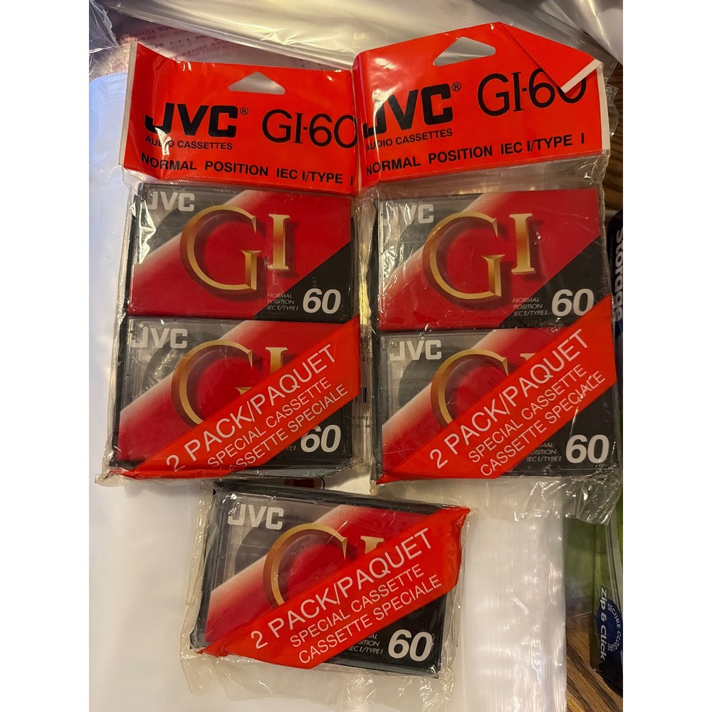 JVC GI-60 Normal Bias Type I Blank Audio Cassette Tapes 60 Min Pack 5 Tapes